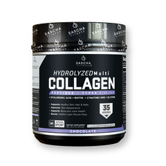 Envase del colágeno hidrolizado sabor chocolate de Sascha Fitness