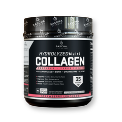 Envase del colágeno hidrolizado sabor fresa-limón de Sascha Fitness