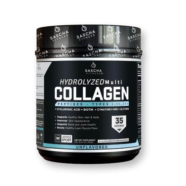 Envase del colágeno hidrolizado sin sabor de Sascha Fitness