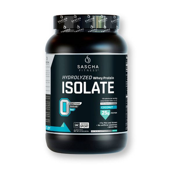 Envase de la proteína Whey Coco de Sascha Fitness