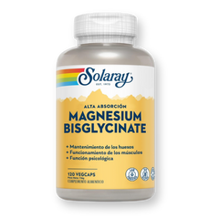 Bote de Solaray Magnesium Bisglycinate alta absorción, 120 cápsulas vegetales
