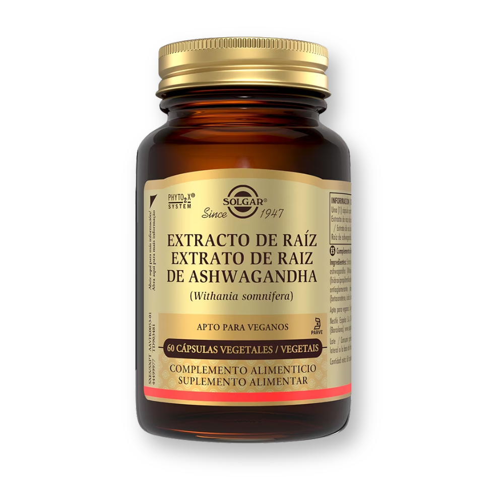 Bote de Solgar Ashwagandha Extracto de Raíz, 60 cápsulas vegetales