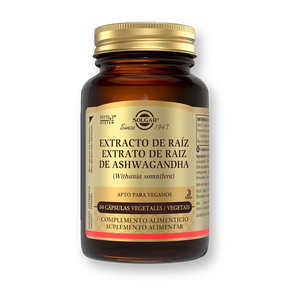 Bote de Solgar Ashwagandha Extracto de Raíz, 60 cápsulas vegetales