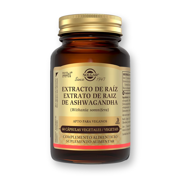 Bote de Solgar Ashwagandha Extracto de Raíz, 60 cápsulas vegetales