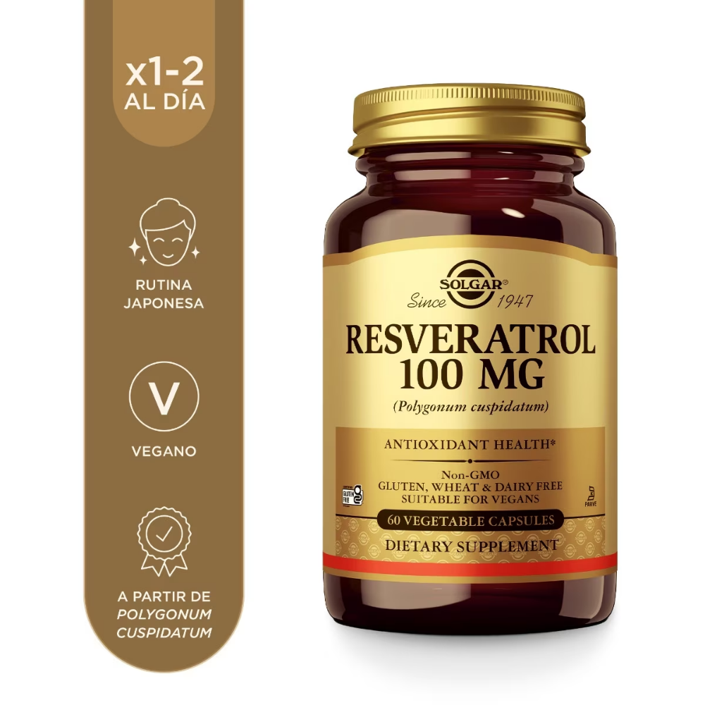Bote de Solgar Resveratrol 100 mg, 60 cápsulas vegetales