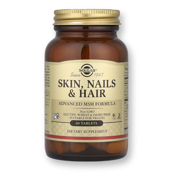 Bote de Solgar Piel, Uñas y Cabello Fórmula MSM, 60 comprimidos