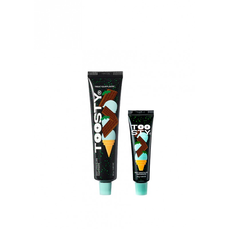 Pasta de dientes Mint Chocolate de Toosty en sus formatos de 75 g y 25 g