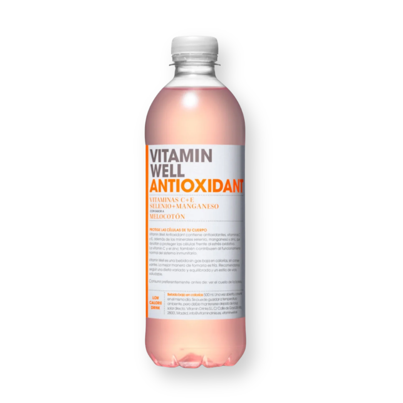 Botella de la bebida Antioxidant sabor melocotón de Vitamin Well, 500 ml