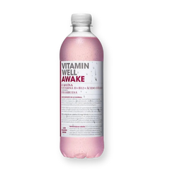 Botella de la bebida Awake sabor frambuesa de Vitamin Well, 500 ml