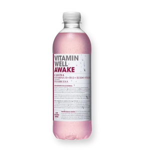Botella de la bebida Awake sabor frambuesa de Vitamin Well, 500 ml