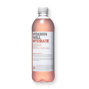 Botella de la bebida Hydrate sabor ruibarbo y fresa de Vitamin Well, 500 ml