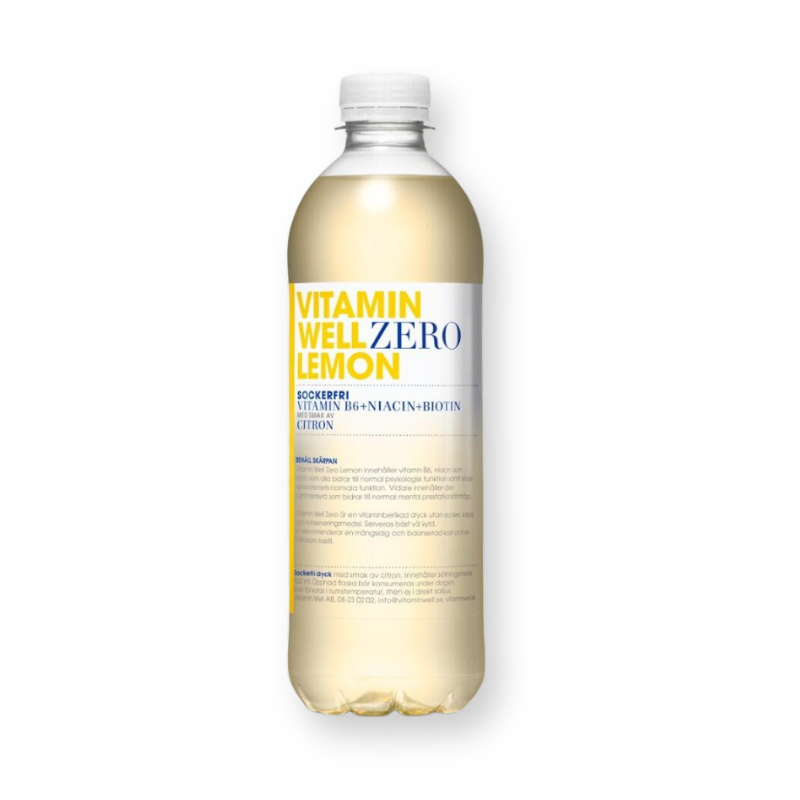 Botella de la bebida Zero Lemon sabor limón de Vitamin Well, 500 ml
