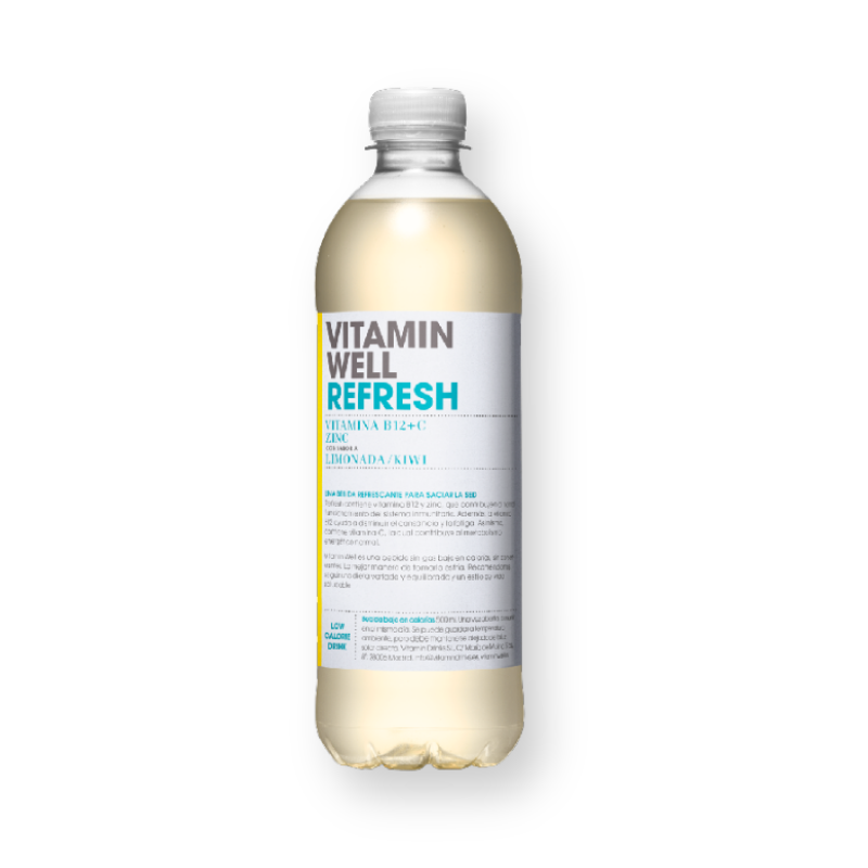 Botella de la bebida Refresh sabor limonada y kiwi de Vitamin Well, 500 ml