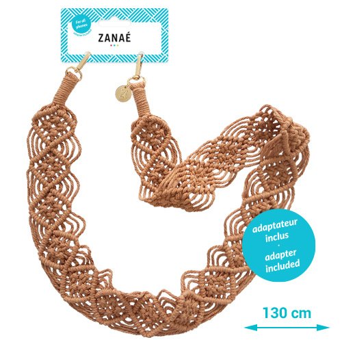 Cordón para móvil Zanaé Café del Mar de macramé terracota de 130 cm