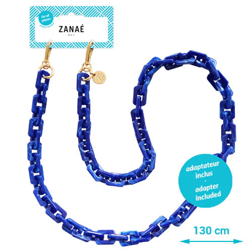 Cadena para móvil Zanaé Cosy Cappuccino Blueberry Latte azul de 130 cm