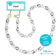 Cadena para móvil Zanaé Romances Madame de Rênal jaspeada gris de 130 cm