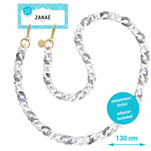 Cadena para móvil Zanaé Romances Madame de Rênal jaspeada gris de 130 cm