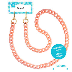 Cadena para móvil Zanaé Summer Harmony Coral de 130 cm con mosquetones dorados