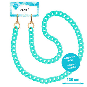 Cadena para móvil Zanaé Summer Harmony Mint turquesa de 130 cm con mosquetones dorados
