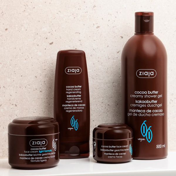 Línea Cocoa Butter de Ziaja: crema de manos, cremas faciales y gel de ducha