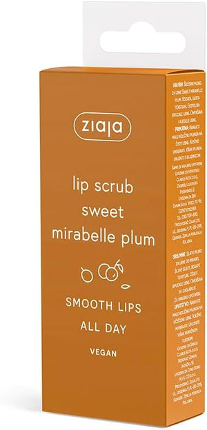 Caja del exfoliante labial Ziaja Juicy Sweet Mirabelle Plum