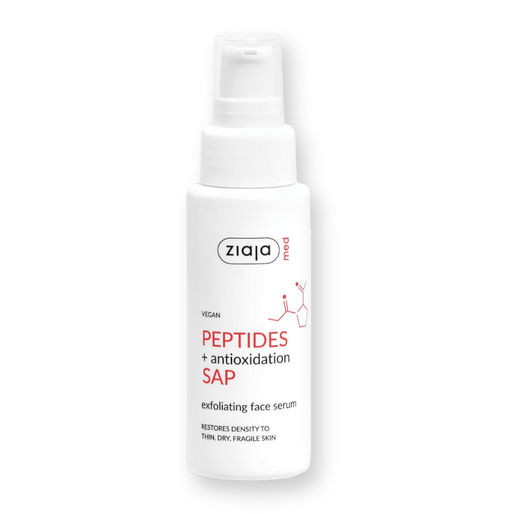 Sérum facial exfoliante Ziaja MED Peptides + antioxidación SAP, frasco con dosificador de 50 ml