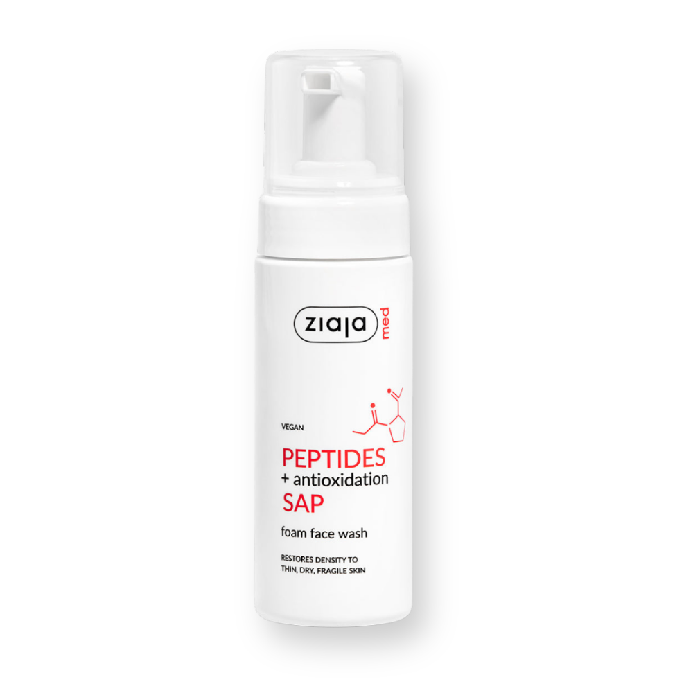 Espuma limpiadora facial Ziaja MED Peptides + antioxidación SAP, dosificador de 150 ml