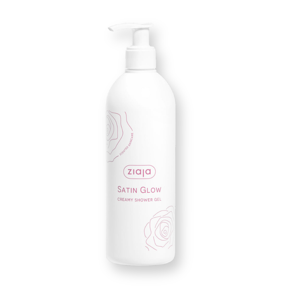 Gel de ducha cremoso Ziaja Satin Glow 390 ml, con dosificador